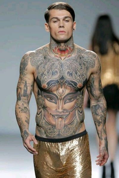 crown chest tattoos for men